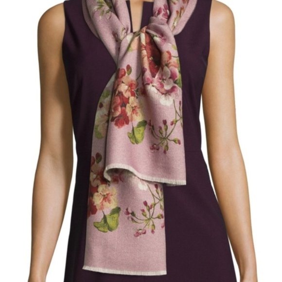 🌹New Authentic Gucci Reversible Floral Wool Scarf with Box
